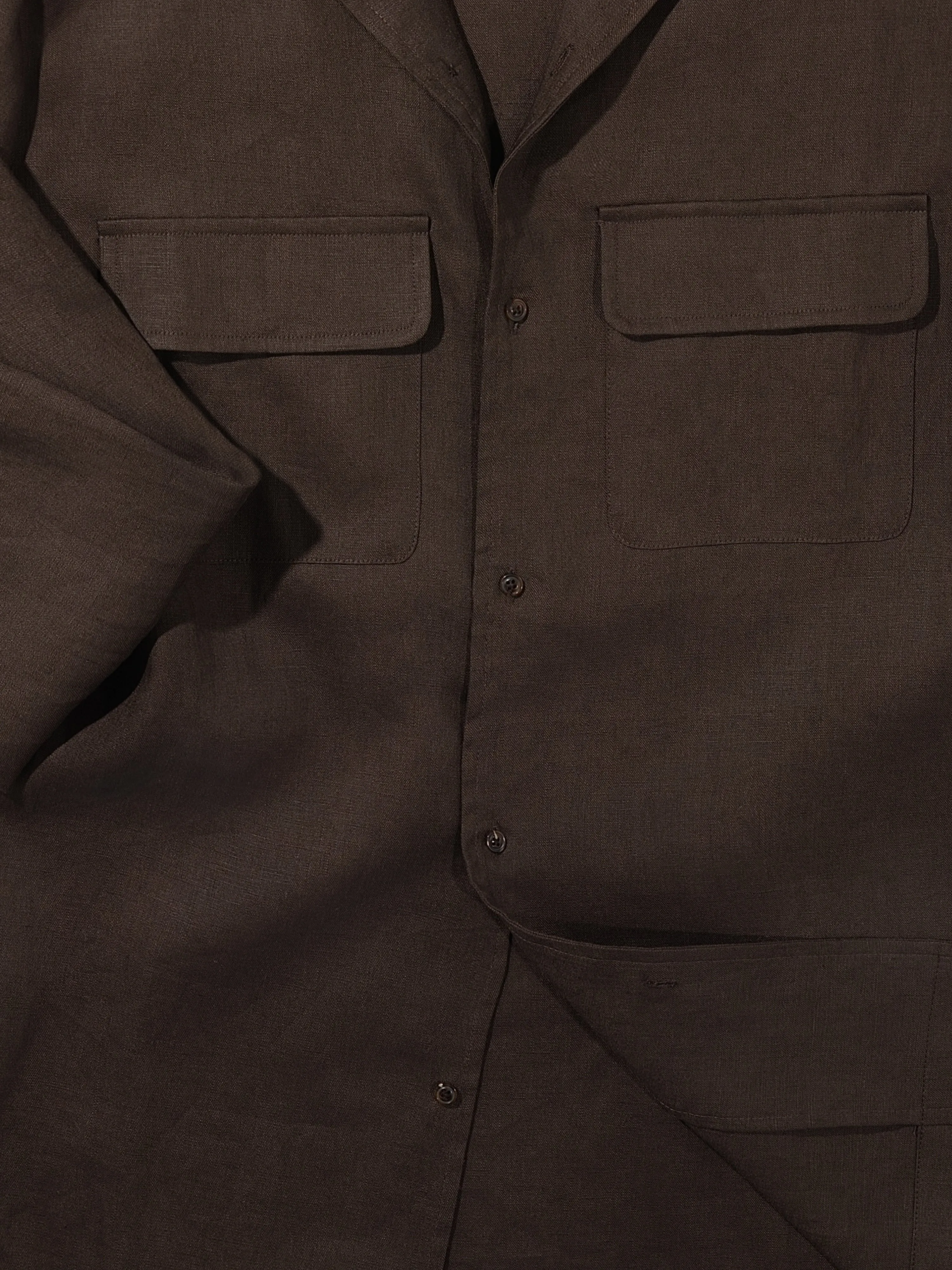 Brown Linen Camp Shirt