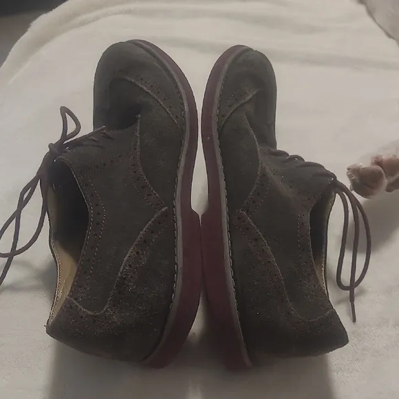 Brown Suede Flats with Rounded Toe