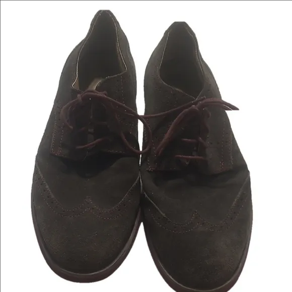 Brown Suede Flats with Rounded Toe