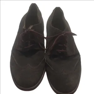 Brown Suede Flats with Rounded Toe