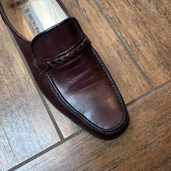 Bruno Magli Gilbert Brown Woven Braid Slip On Dress Loafers Size  8.5 M