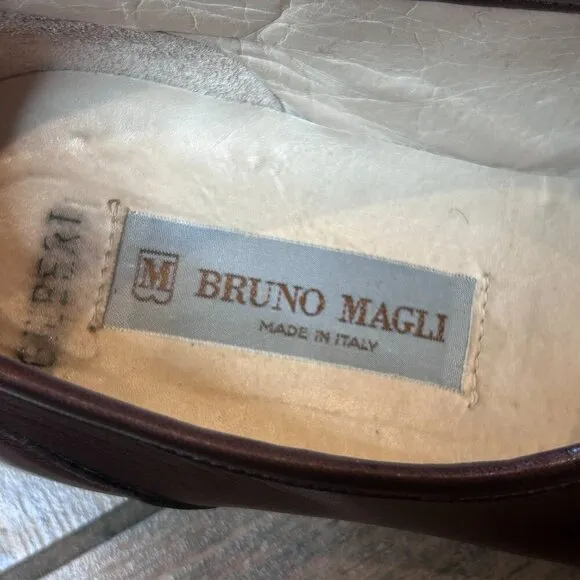 Bruno Magli Gilbert Brown Woven Braid Slip On Dress Loafers Size  8.5 M