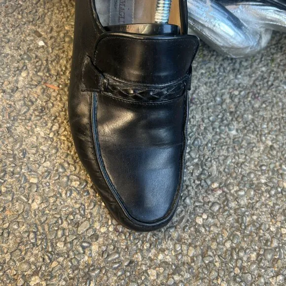 Bruno Magli Men’s Vintage Italian Black Leather Slip on Dress Shoes Size 8.5 M