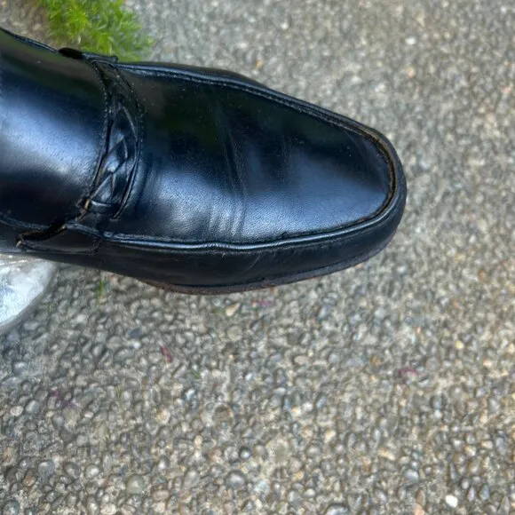 Bruno Magli Men’s Vintage Italian Black Leather Slip on Dress Shoes Size 8.5 M