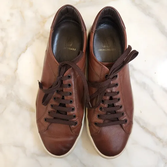 Bruno Magli Westy II Brown Leather Low Top Sneakers