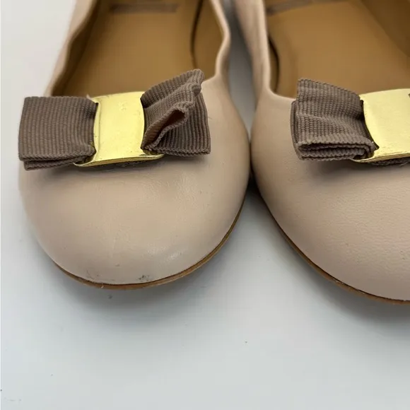 BRUNO MAGLI Women’s US Size 10 Mina Bow Leather Ballet Flats Beige