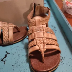 Buckle Tan Sandals with Adjustable Ankle Strap