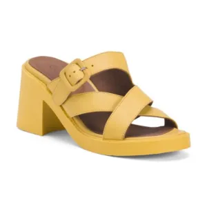BUENO Yellow Leather Milan Heeled Sandals