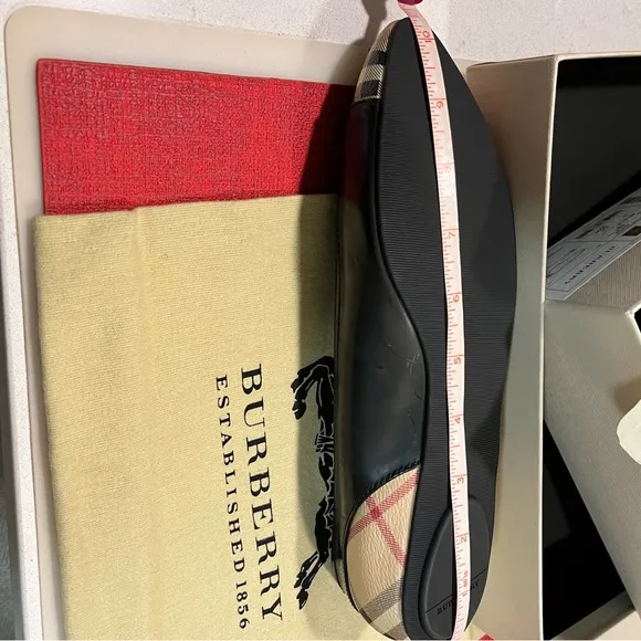 BURBERRY AUTHENTIC HAYMARKET YATES COATED CANVAS LEATHER BALLET…