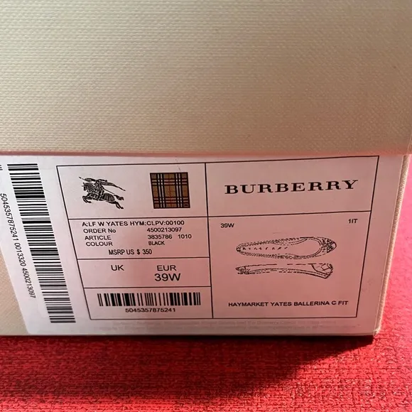 BURBERRY AUTHENTIC HAYMARKET YATES COATED CANVAS LEATHER BALLET…