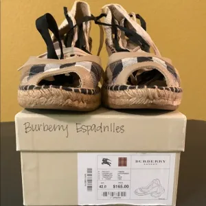 Burberry Black and Tan Espadrilles / Fit Size 10