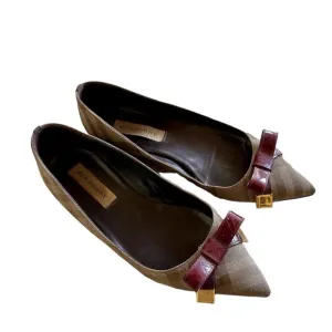 Burberry Bow Detail Point-Toe Check Jacquard Ballerinas