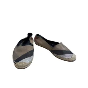 Burberry Brit Womens Plaid Brown Canvas Espadrille Flats Size 38 SKU 8264