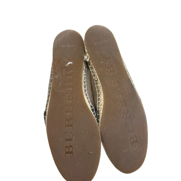 Burberry Brit Womens Plaid Brown Canvas Espadrille Flats Size 38 SKU 8264