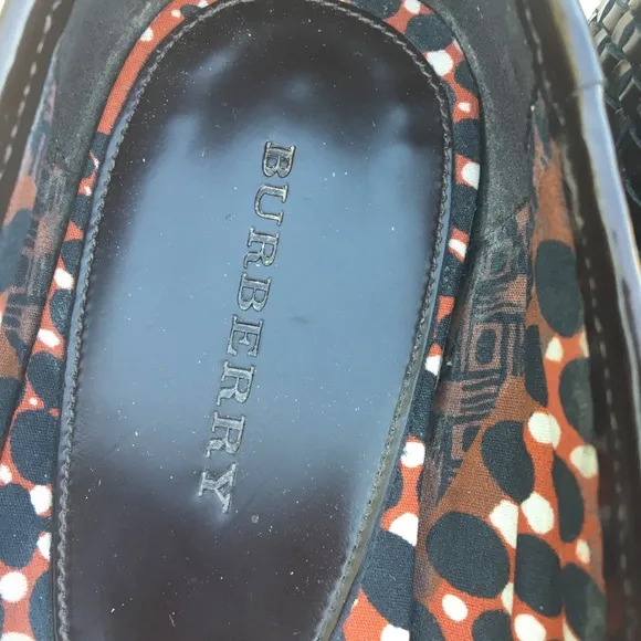 Burberry dark brown braided cap toe bow flats 35.5
