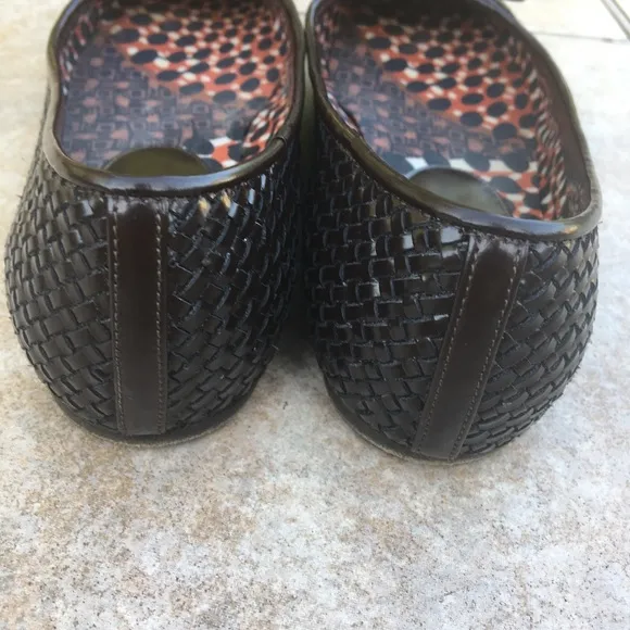 Burberry dark brown braided cap toe bow flats 35.5