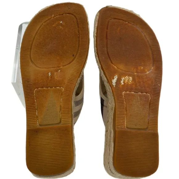 Burberry Nova Check Canvas Espadrille Wedge Sandals Size: EU 38 (US 7.5-8 )