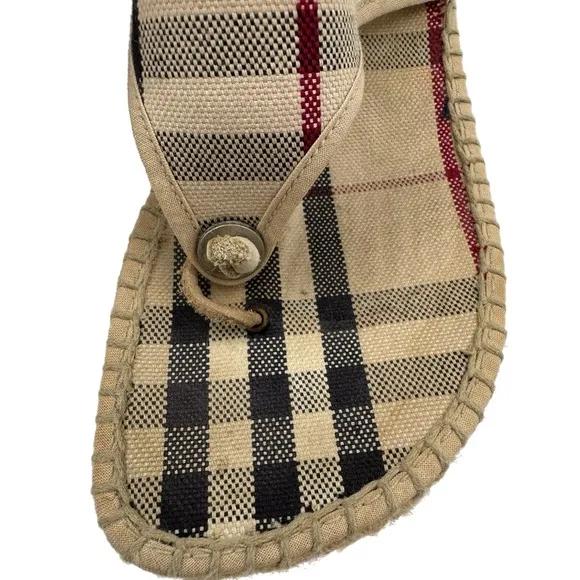 Burberry Nova Check Canvas Espadrille Wedge Sandals Size: EU 38 (US 7.5-8 )