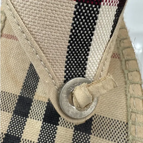 Burberry Nova Check Canvas Espadrille Wedge Sandals Size: EU 38 (US 7.5-8 )