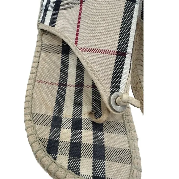 Burberry Nova Check Canvas Espadrille Wedge Sandals Size: EU 38 (US 7.5-8 )