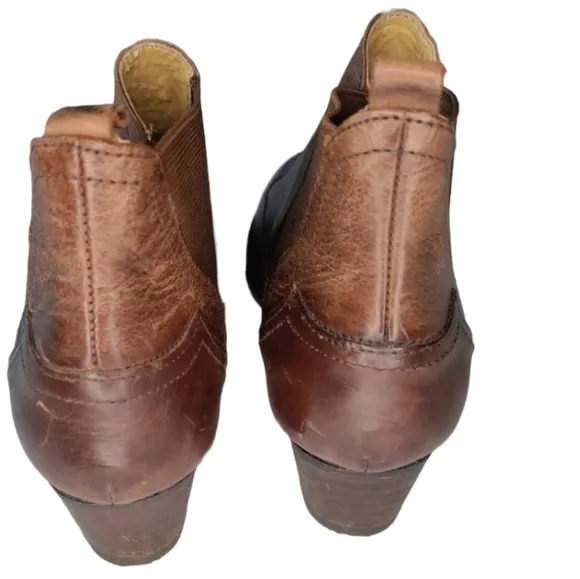 BUSSOLA Alameda Western Chelsea Bootie Brown Leather 6.5