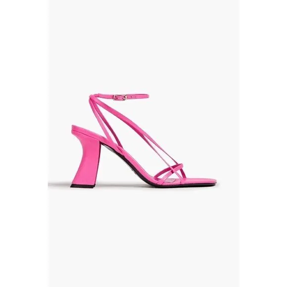 BY FAR Pink Kersti Textured-Leather Sandals