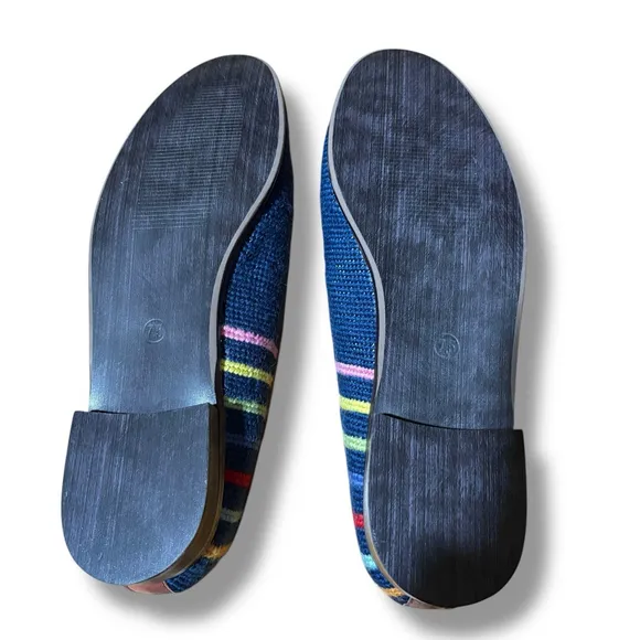 By Paige Needlepoint Loafers Blue Sailboats Sailor Nautical Preppy 7.5