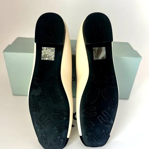 C Paravano Beige Black Flats Leather Ballerina flats Size 6.5