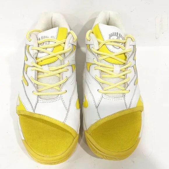 California Toes Women’s Sz 8 Platform Sneakers Open Peep Toe Yellow White