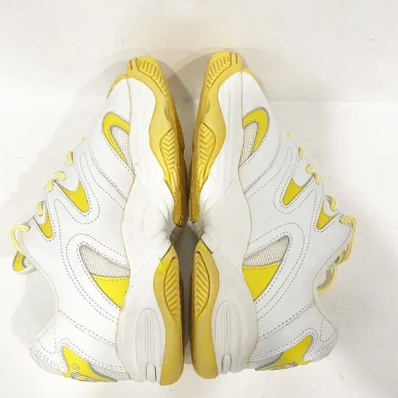 California Toes Women’s Sz 8 Platform Sneakers Open Peep Toe Yellow White