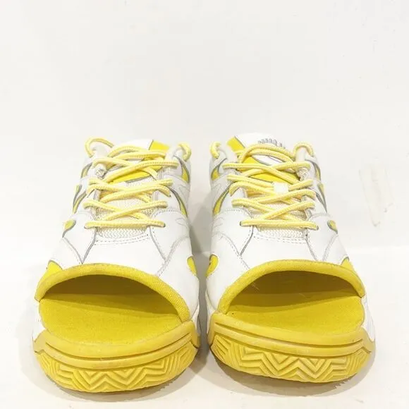 California Toes Women’s Sz 8 Platform Sneakers Open Peep Toe Yellow White