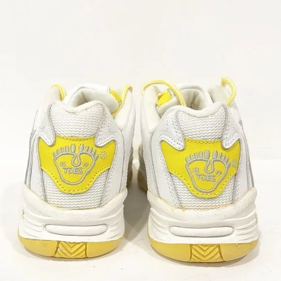 California Toes Women’s Sz 8 Platform Sneakers Open Peep Toe Yellow White