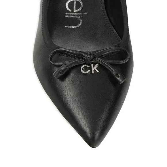 Calvin Klein &quot;Kirra 2&quot; BNWT black leather ballet flats women sz 6 NEW Leather