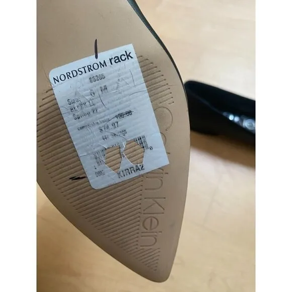 Calvin Klein &quot;Kirra 2&quot; BNWT black leather ballet flats women sz 6 NEW Leather