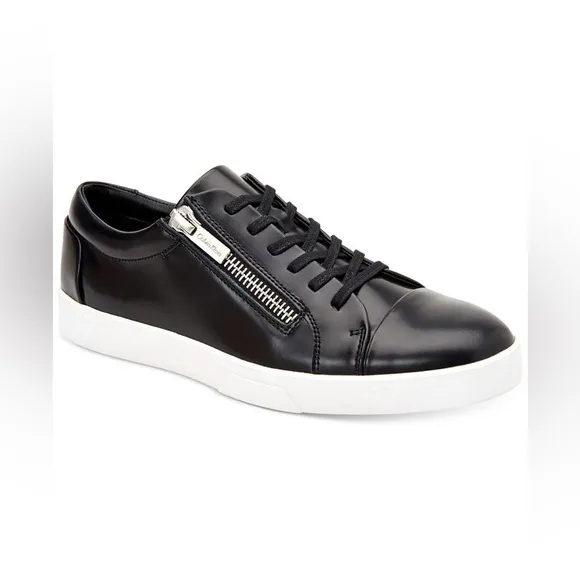 Calvin Klein mens black leather sneakers US 9.5
