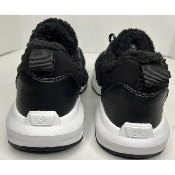 Calvin Klein Woman's Faux‎ Fur Leather Chic Sneakers Style Liah3 Black Size 10 M