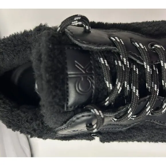 Calvin Klein Woman's Faux‎ Fur Leather Chic Sneakers Style Liah3 Black Size 10 M