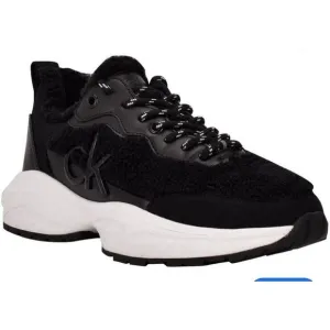Calvin Klein Woman's Faux‎ Fur Leather Chic Sneakers Style Liah3 Black Size 10 M