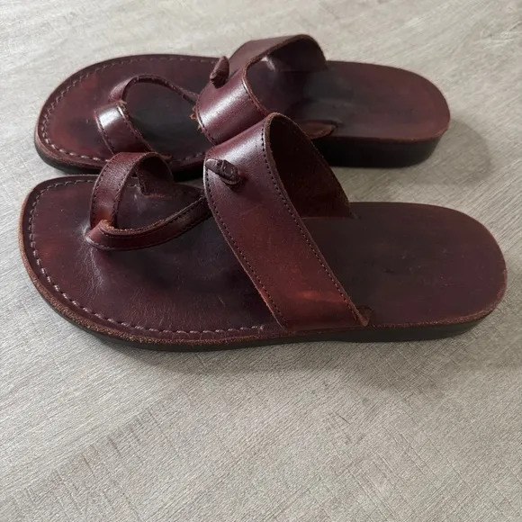 CAMEL Genuine Leather Strap Toe Sandals Red Brown Size 42/8.5