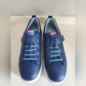 Camper Runner Four Low Top Blue Leather Sneakers Big Kids Size 6