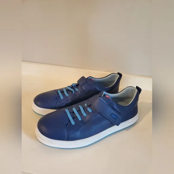 Camper Runner Four Low Top Blue Leather Sneakers Big Kids Size 6