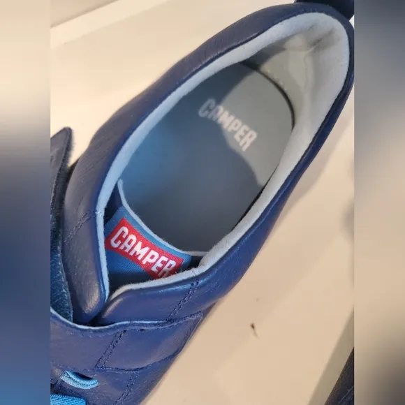 Camper Runner Four Low Top Blue Leather Sneakers Big Kids Size 6