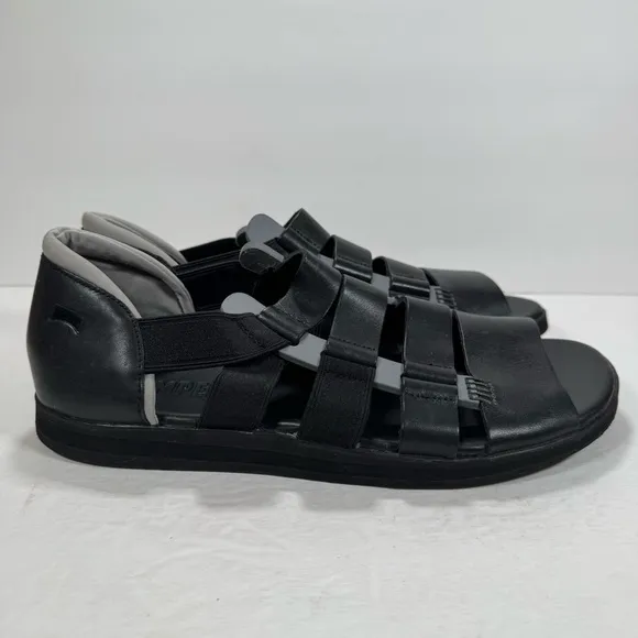 Camper Spray Black Smooth Leather Strappy Sandals Men Size 11