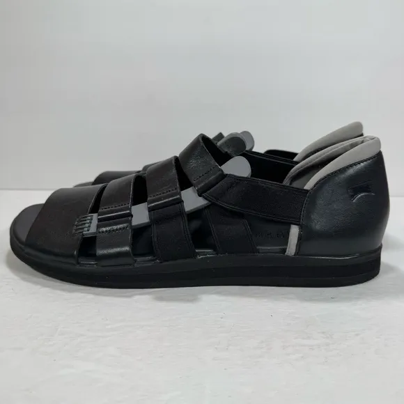 Camper Spray Black Smooth Leather Strappy Sandals Men Size 11