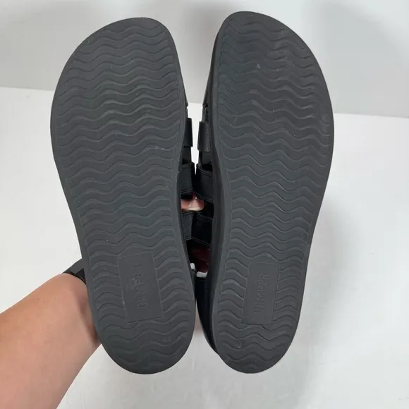 Camper Spray Black Smooth Leather Strappy Sandals Men Size 11