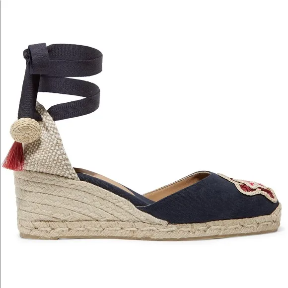 Carina 60 embroidered canvas wedge espadrilles