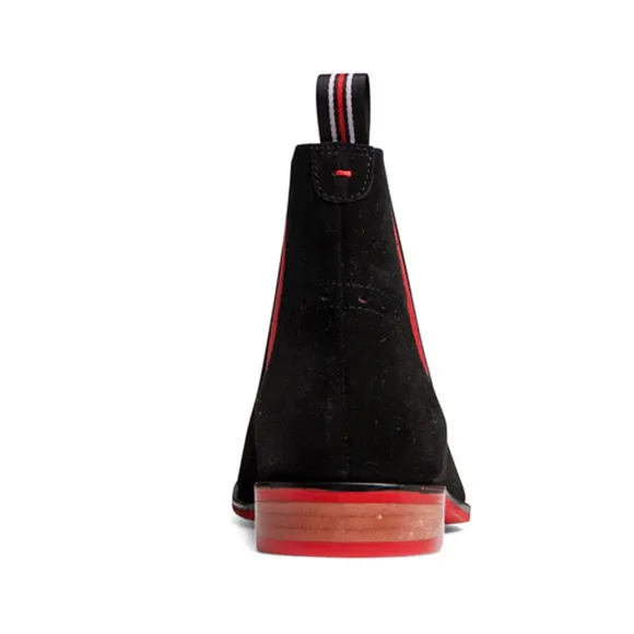 Carlos Santana Men's Chelsea Boots Black Suede Leather Red Size 7 NWT org $129
