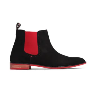 Carlos Santana Men's Chelsea Boots Black Suede Leather Red Size 7 NWT org $129