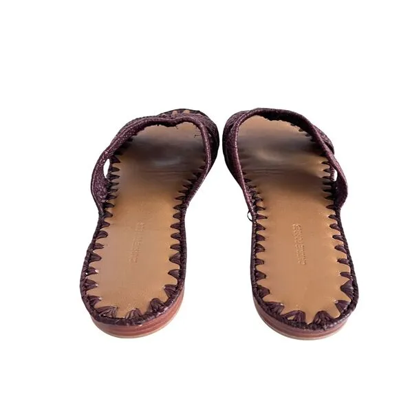 Carrie Forbes Brown Salon Raffia Flat Slide Slip-On Sandals Women's Size 37 US 7