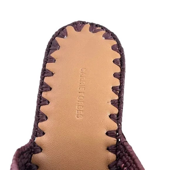 Carrie Forbes Brown Salon Raffia Flat Slide Slip-On Sandals Women's Size 37 US 7